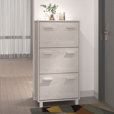 vidaXL Skrinka na topánky HAMAR, biela 59,5x35x117 cm, borovica