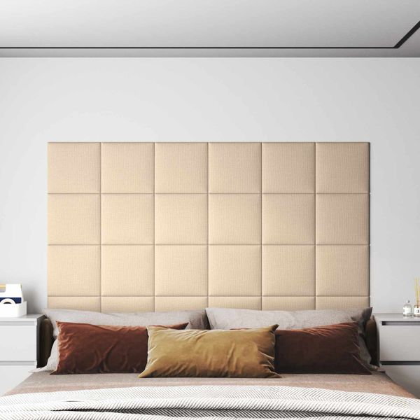 vidaXL Nástenný čelník 12 pcs 30 x 30 cm Krémová látka