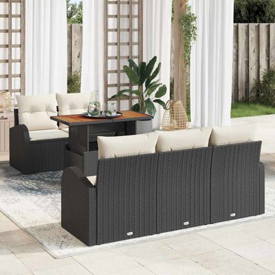vidaXL Súprava záhradných pohoviek s úložiskom 6 pcs Čierna Poly ratan