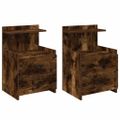 vidaXL Nočné stolíky 2 ks s 2 zásuvkami, dymový dub 40x36,5x62 cm