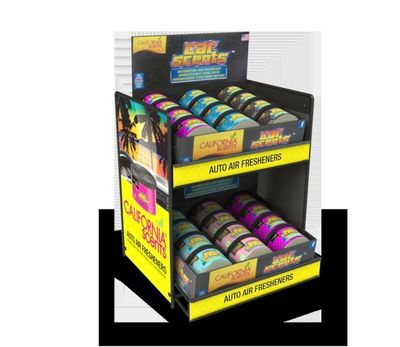 CSC-DT-CT-II California Scents Stojan CANS DOUBLE TRAY COUNTERTOP MAX SKU CAPACITY: 24 CANS