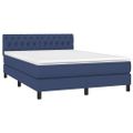 vidaXL Posteľný rám boxspring s matracom modrý 140x200 cm látka