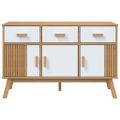 vidaXL Komoda OLDEN, bielo hnedá 114x43x73,5 cm, borovicový masív