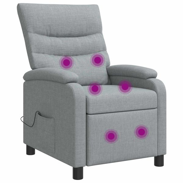 vidaXL Masážne relaxačné kreslo Svetlosivá Látka