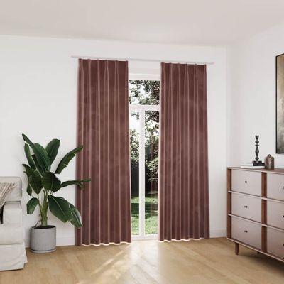 vidaXL Zatemňovacie závesy 2ks s háčikmi, zamat, staroružové 140x225cm