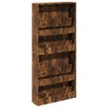 vidaXL Botník so zrkadlom 4-poschodový dymový dub 63x17x134 cm
