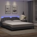 vidaXL Rám postele s LED bez matraca Zadar sivý 180x200 cm