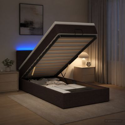 vidaXL Ottoman posteľ s matracom a LED Tmavohnedá 80 x 200 cm Látka