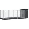vidaXL Voliéra s nadstavcom strieborná 623x203x216 cm oceľ