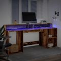 vidaXL Stôl s LED svetlami staré drevo 200x55x91 cm kompozitné drevo