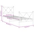 vidaXL Kovový rám postele s čelom a podnožkou biely 80x200 cm