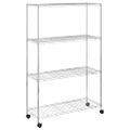vidaXL Regál so 4 policami na kolieskach 90x35x142 cm chrómový 200 kg