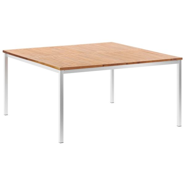 vidaXL Záhradný jedálenský stôl 150x150x75 cm akáciový masív a nehrdzavejúca oceľ