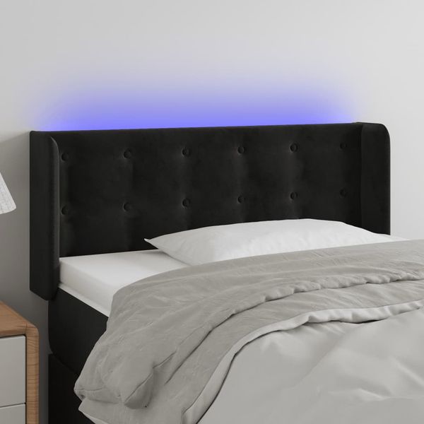 vidaXL Čelo postele s LED čierne 103x16x78/88 cm zamat