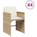 vidaXL Záhradné kreslá s podložkami 4 ks béžové polyratan