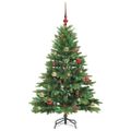 vidaXL Umelý vianočný stromček s 150 LED-i Zelená 150 cm PE a PVC