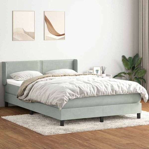 vidaXL Posteľný rám boxsping s matracom bledosivý 160x210 cm zamat