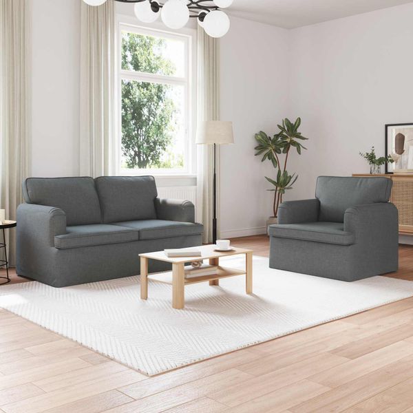 vidaXL Sada pohoviek 2 pcs Tmavo šedá 144 x 80 x 85 cm látka