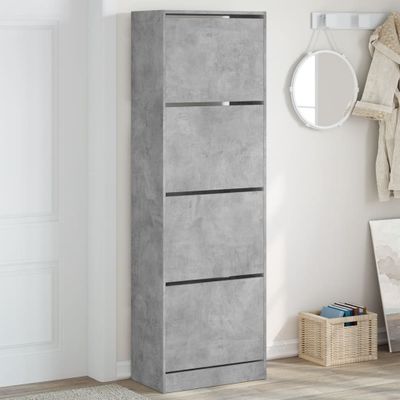 vidaXL Botník so 4 výklopnými zásuvkami betónový sivý 60x34x187,5 cm