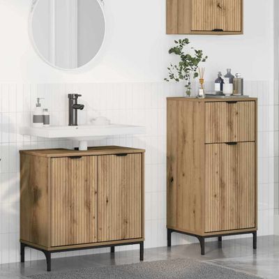 vidaXL Sada kúpeľňového nábytku so zásuvkou 2 pcs Remeselný dub