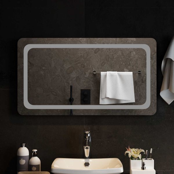 vidaXL Zrkadlo do kúpeľne s LED Priehľadná 90 x 50 cm tvrdené sklo