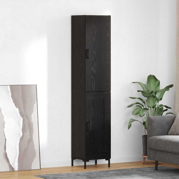 vidaXL Highboard Čierny dub 34,5 x 34 x 180 cm Kompozitné drevo