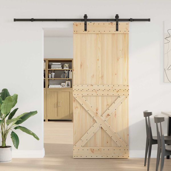 vidaXL Posuvné dvere NARVIK Prírodná a čierna 100 x 210 cm (213,5 cm)