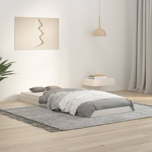 vidaXL Rám postele biely 75x190 cm malé jednolôžko masívna borovica