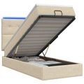 vidaXL Ottoman posteľ s matracom a LED Krémová 90 x 190 cm Látka