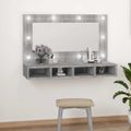 vidaXL Zrkadlová skrinka s LED sivý dub sonoma 90x31,5x62 cm