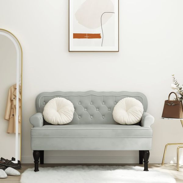 vidaXL Lavica s operadlom, svetlosivá, 119,5x64,5x75 cm, zamatová