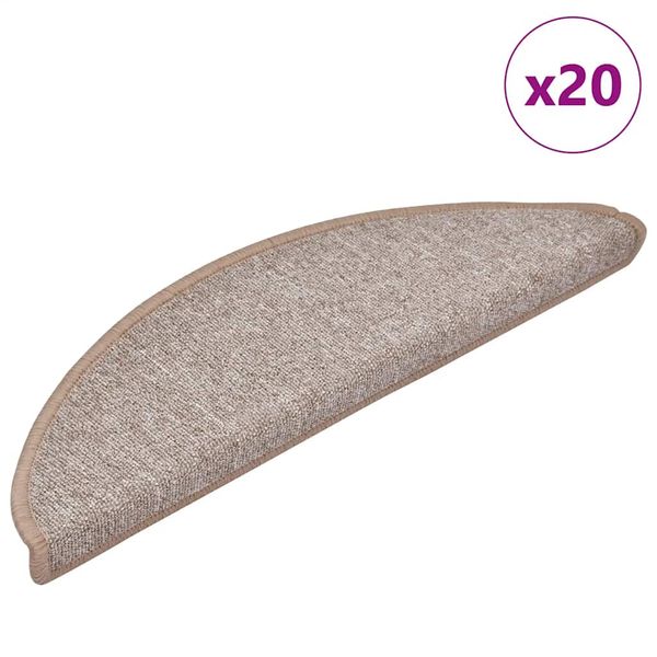 vidaXL Schodové rohože 20 ks 56x17x3 cm svetlohnedé polkruhové