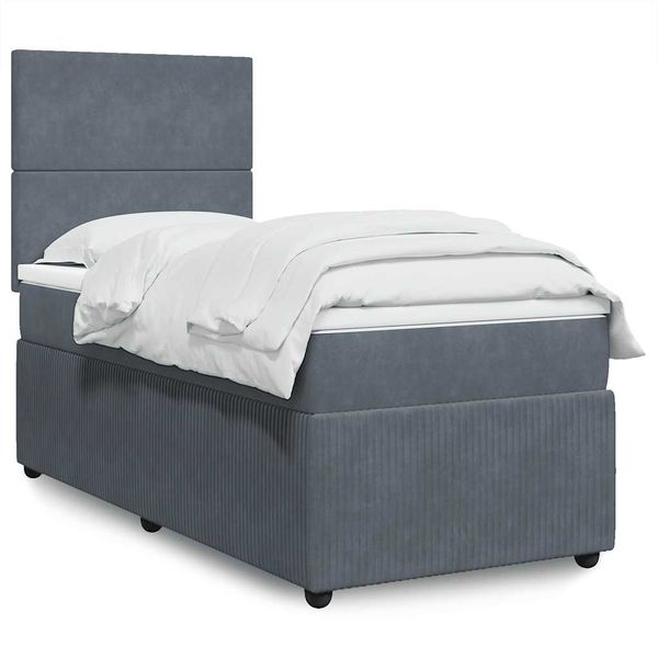 vidaXL Posteľný rám boxspring s matracom tmavosivý 100x200 cm zamat