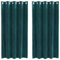 vidaXL Zatemňovacie závesy 2 ks Tmavozelená 140 x 175 cm Zamat