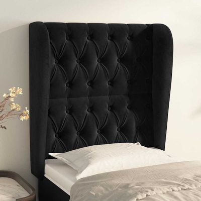 vidaXL Čelo postele so záhybmi čierne 83x23x118/128 cm zamat