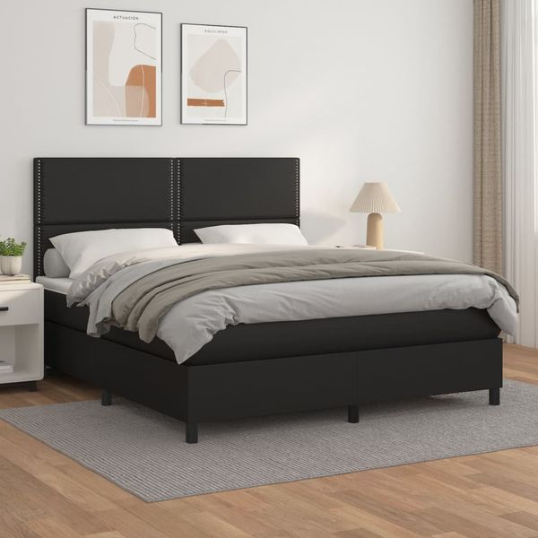 vidaXL Boxspring posteľ s matracom čierna 180x200 cm umelá koža