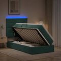 vidaXL LED úložná posteľ s matracom Tmavozelená 100 x 200 cm Zamat