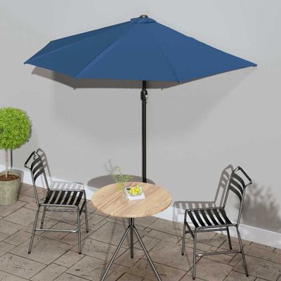 vidaXL Balkónový slnečník, hliníková tyč, modrý 270x144x222cm, polkruh