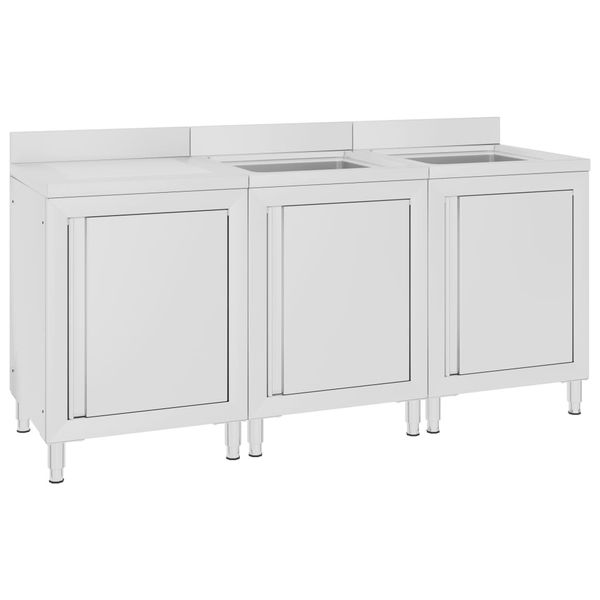 vidaXL Gastro kuchynský drez so skrinkou 180x60x96 cm nehrdzavejúca oceľ