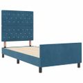 vidaXL Posteľ s pružinovým rámom Tmavomodrá 90 x 190 cm Zamat