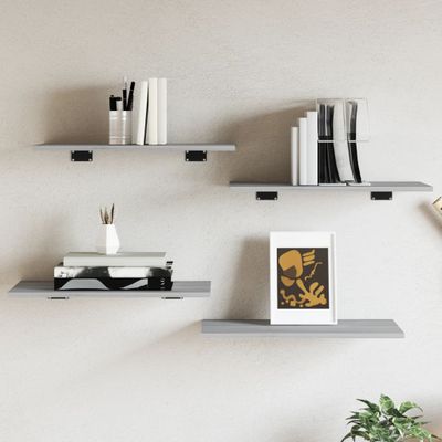 vidaXL Nástenné police 4 ks sivé sonoma 60x30x1,5 cm kompozitné drevo