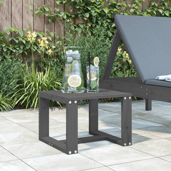 vidaXL Záhradný príručný stolík sivý 40x38x28,5 cm masívna borovica