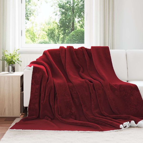 vidaXL Deka Bordeaux červená 240 x 270 cm Flís