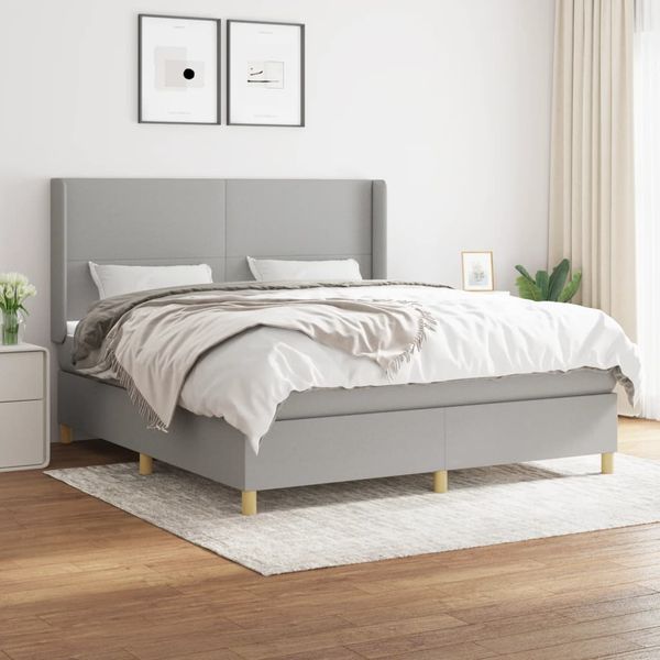 vidaXL Boxspring posteľ s matracom bledosivá 180x200 cm látka