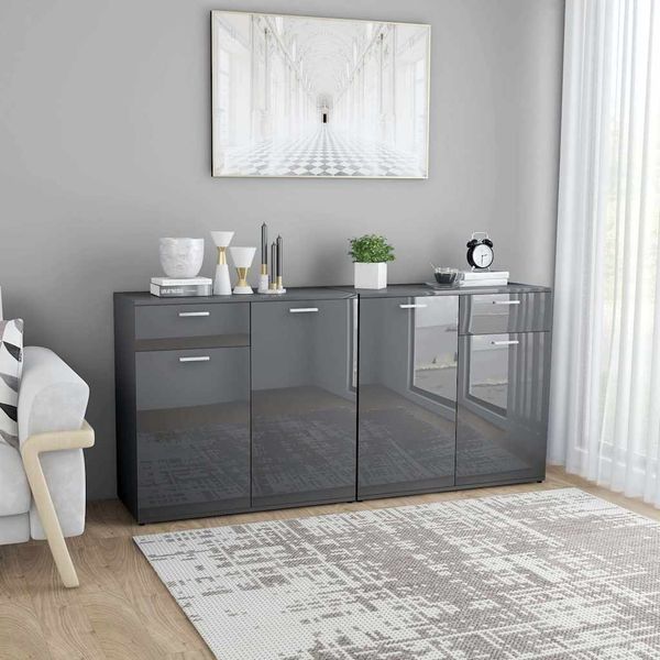 vidaXL Komoda lesklá sivá 160x36x75 cm drevotrieska