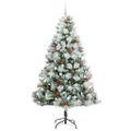 vidaXL Umelý vianočný stromček Zelená a biela 240 cm PVC, kov a plast
