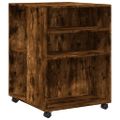 vidaXL Príručný stolík a kolieska dymový dub 55x60x78 cm kompoz. drevo