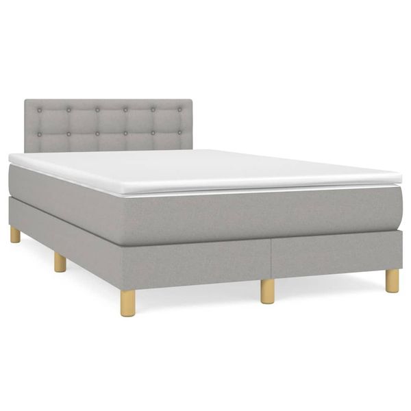 vidaXL Boxspring posteľ s matracom a LED, svetlosivá 120x190 cm, látka