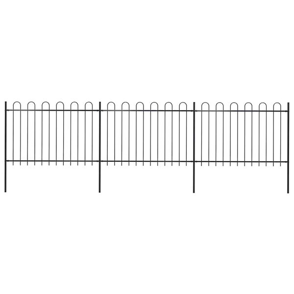 vidaXL Záhradný plot s oblúkom navrchu, oceľový 537x120 cm, čierny