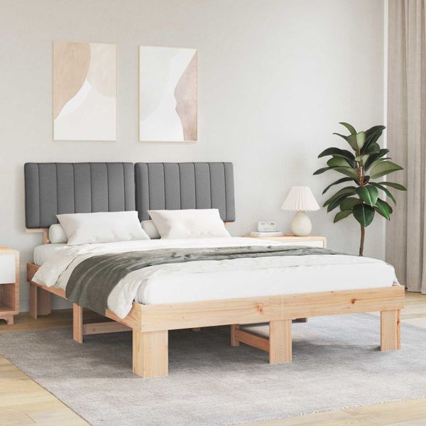 vidaXL Rám postele s čalúneným čelom Svetlosivá 150 x 200 cm